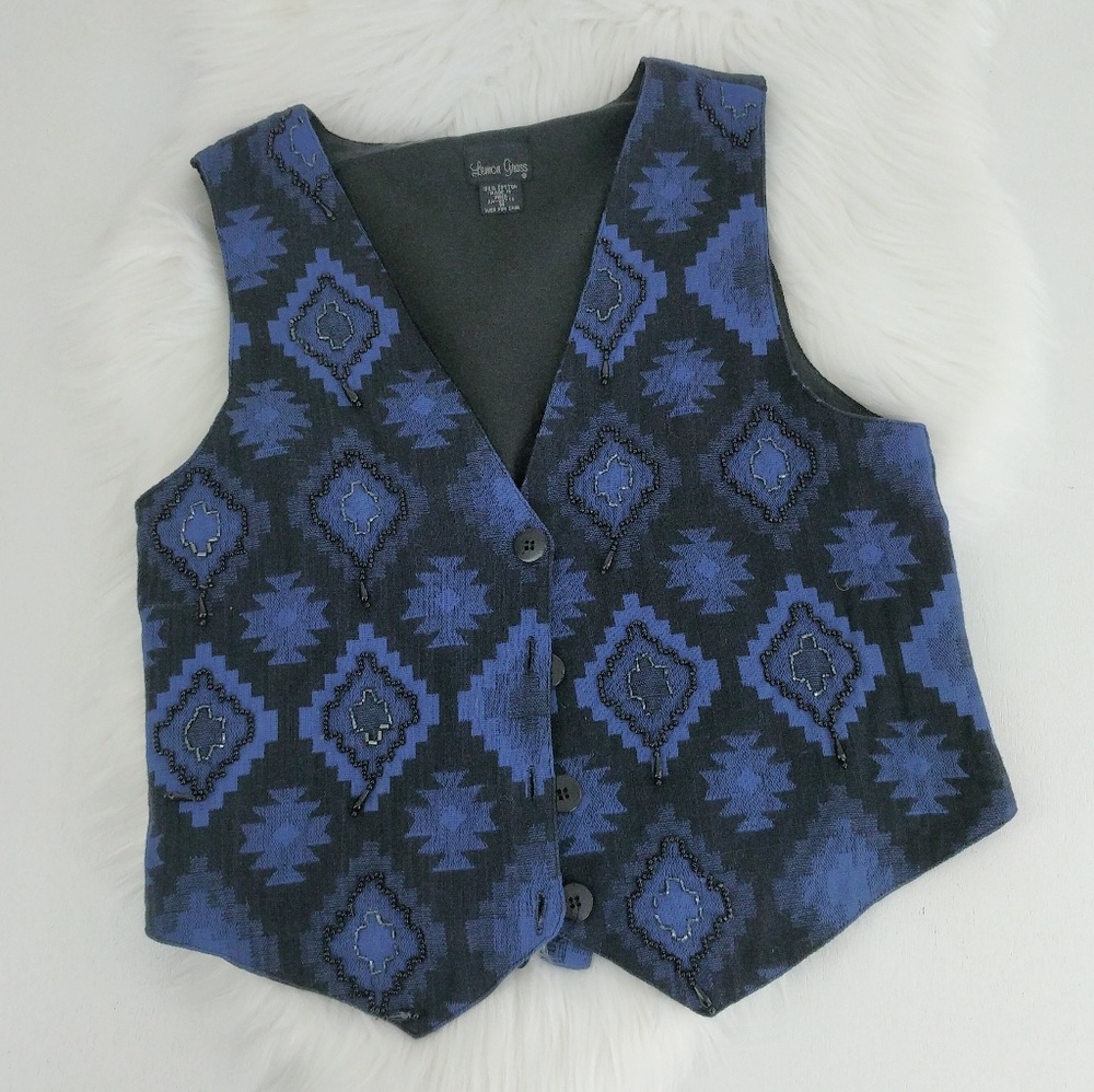 Lemon Grass | Bohemian Aztec Vest Size Large